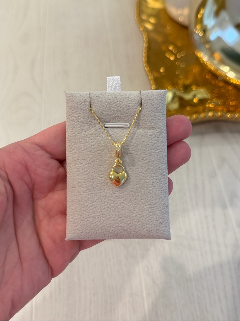 Gold Heart Padlock Pendant Necklace - Elegant Women's Jewelry, 18k gold plated